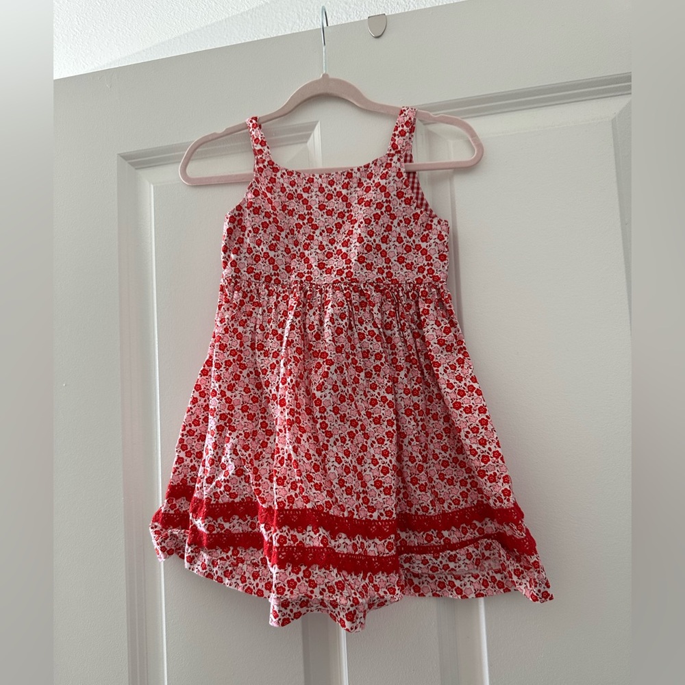 Blueberie boulevard size 3T red checkered with flowers beautiful summer dress